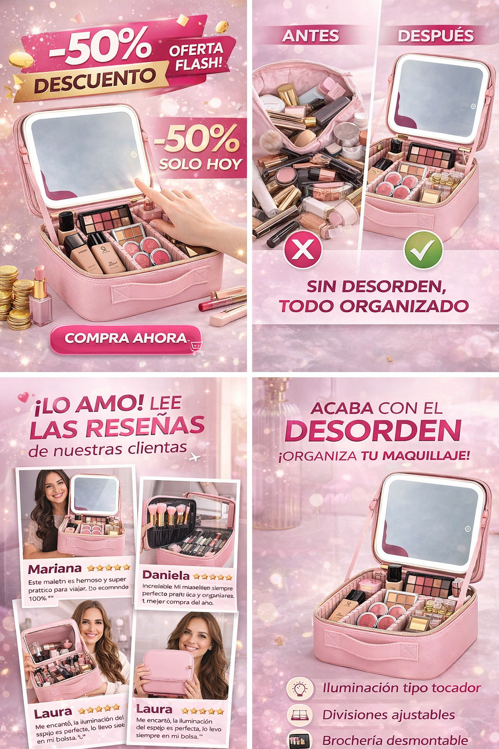 Cosmetiquera Profesional con Espejo LED Pro™