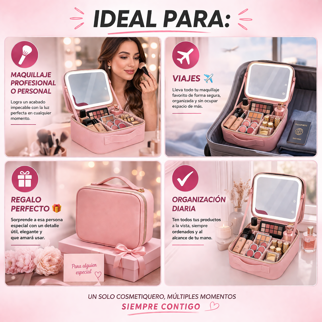 Cosmetiquera Profesional con Espejo LED Pro™