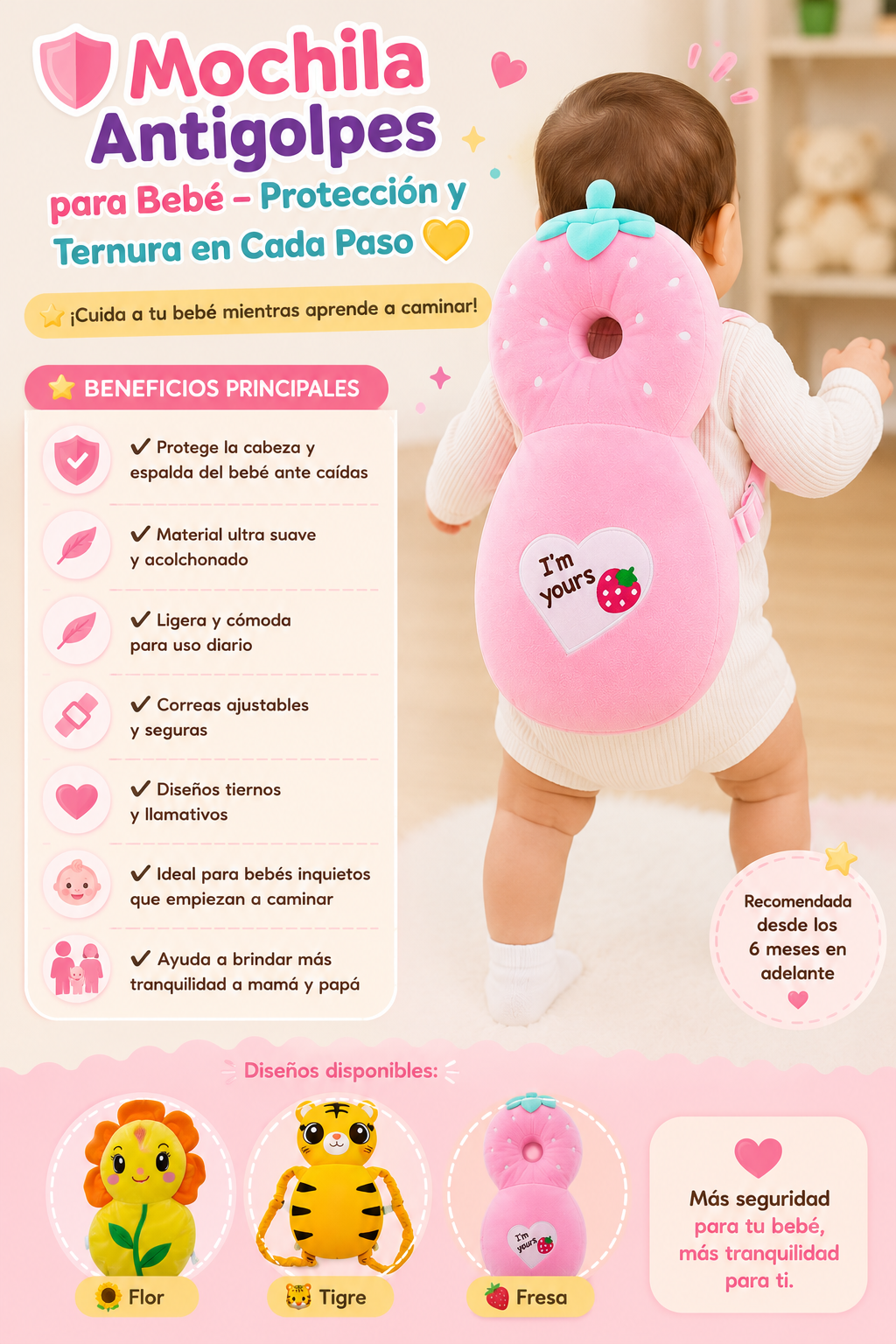 🧸 Mochila Antigolpes para Bebés – Protección para sus Primeros Pasos